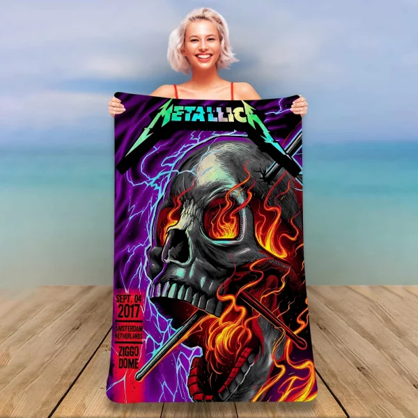 Band M-METALLICA Beach Towel Cartoon Cute Summer Kids Large Bath Pool Beach Towel Microfiber Absorbent For Swimming Travel 4