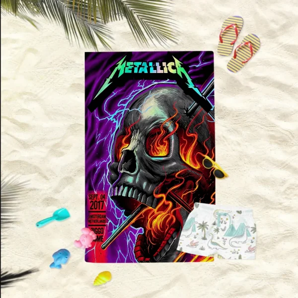 Band M-METALLICA Beach Towel Cartoon Cute Summer Kids Large Bath Pool Beach Towel Microfiber Absorbent For Swimming Travel 5