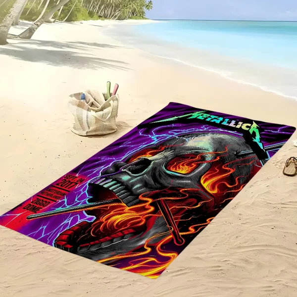 Band M-METALLICA Beach Towel Cartoon Cute Summer Kids Large Bath Pool Beach Towel Microfiber Absorbent For Swimming Travel 6