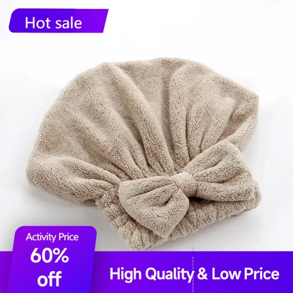 Bamboo Hair Towel Wrap,Microfiber Hair Drying Shower Turban with Bowknot,Absorbent Quick Dry Hair Towels for Women Anti Frizz 4