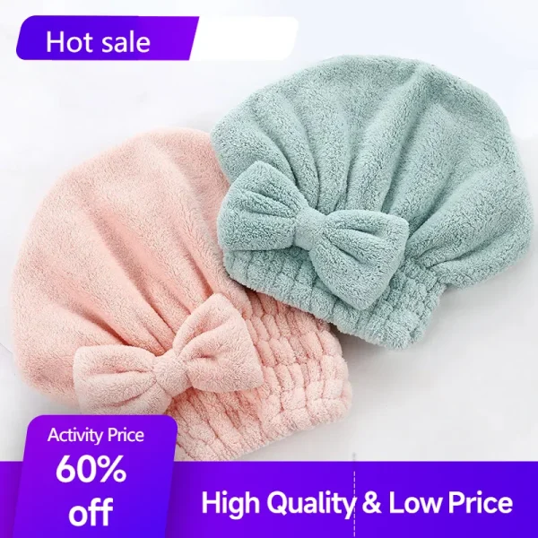 Bamboo Hair Towel Wrap,Microfiber Hair Drying Shower Turban with Bowknot,Absorbent Quick Dry Hair Towels for Women Anti Frizz 6