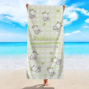Cute Pochacco Beach Towel by the PoolMicrofiber terry bath towels for yoga, travel, swimming, fitness and camping 1