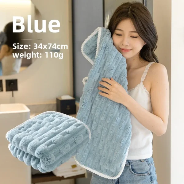 Bamboo Velour Bath Towel and Wrap Soft Thick Absorbent Quick Dry Non Shedding Family Towels for Adults Kids Home Use 5