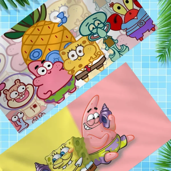 Sponge-Bobs Face Big Microfiber Beach Towels Quick Dry Towel Sand Beach Towels Pool Towel For Travel Swim Pool Yoga 1