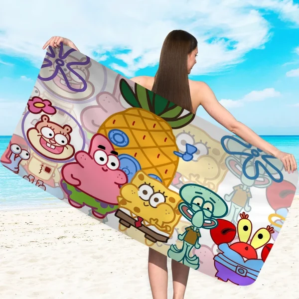 Sponge-Bobs Face Big Microfiber Beach Towels Quick Dry Towel Sand Beach Towels Pool Towel For Travel Swim Pool Yoga 3