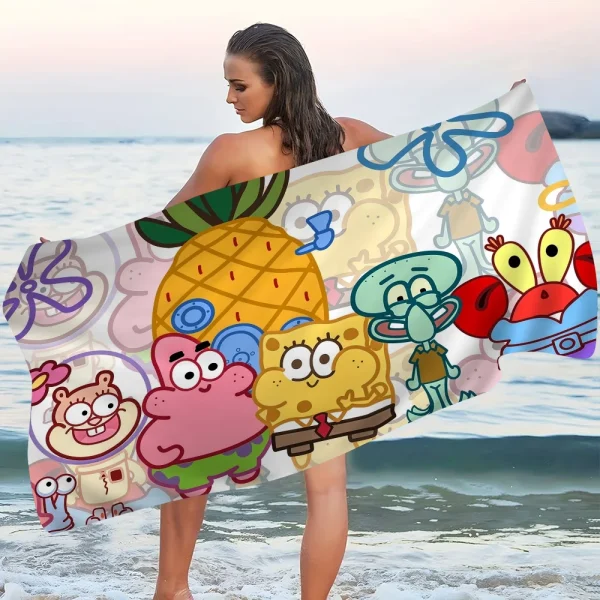 Sponge-Bobs Face Big Microfiber Beach Towels Quick Dry Towel Sand Beach Towels Pool Towel For Travel Swim Pool Yoga 4