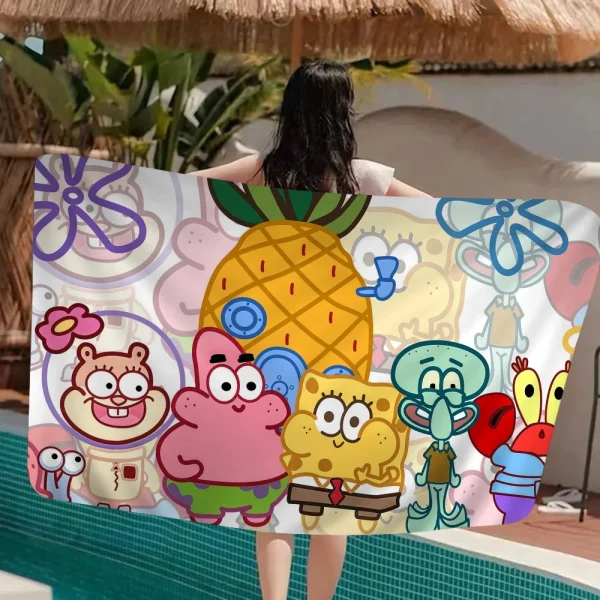 Sponge-Bobs Face Big Microfiber Beach Towels Quick Dry Towel Sand Beach Towels Pool Towel For Travel Swim Pool Yoga 5