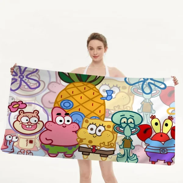 Sponge-Bobs Face Big Microfiber Beach Towels Quick Dry Towel Sand Beach Towels Pool Towel For Travel Swim Pool Yoga 6
