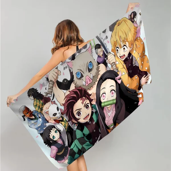 Demon Slayer Towel Pool Beach Towel Gift For Portable Quick Dry Sand Outdoor Travel Swimming Blanket Thin Mat Sports Bath Towels 4