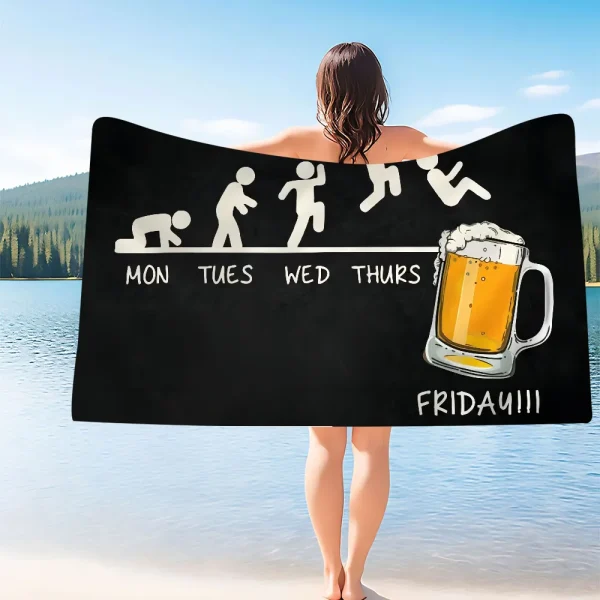Drinking Beer Printed Microfiber Blanket Quick Drying Beach Towels Oversized Printing Super Absorbent Pool Towel Blanket 2
