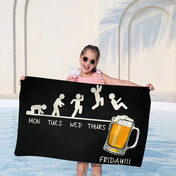 Drinking Beer Printed Microfiber Blanket Quick Drying Beach Towels Oversized Printing Super Absorbent Pool Towel Blanket 5