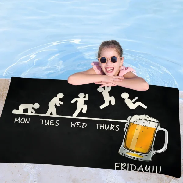 Drinking Beer Printed Microfiber Blanket Quick Drying Beach Towels Oversized Printing Super Absorbent Pool Towel Blanket 6