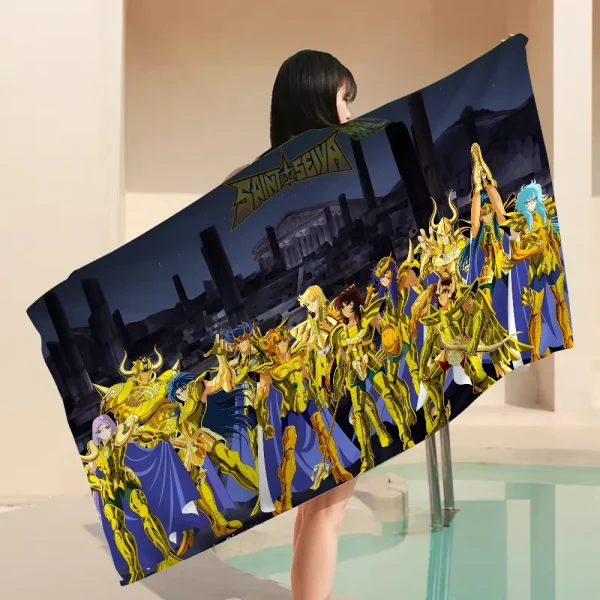 Knights of the Zodiac Cartoon printed Towel Microfiber Beach Towel Absorbent Soft Yoga Swimming Resort Mountain Climbing Towel 1