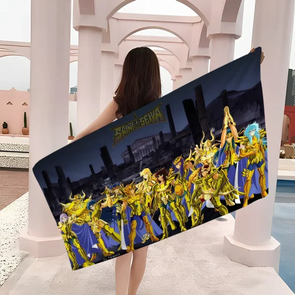 Knights of the Zodiac Cartoon printed Towel Microfiber Beach Towel Absorbent Soft Yoga Swimming Resort Mountain Climbing Towel 4