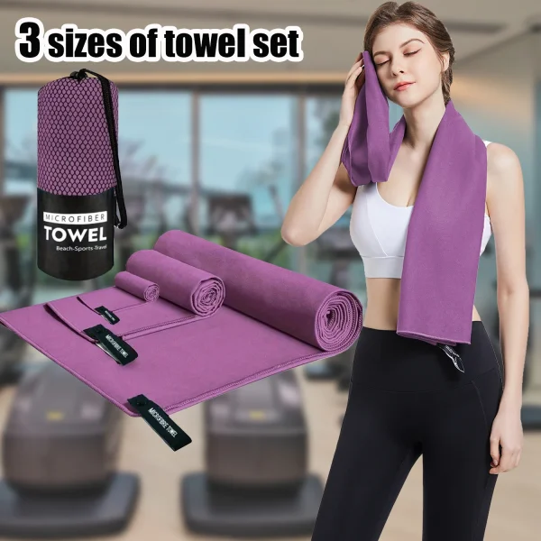 3pcs Microfiber Towel Set Quick Drying beach TowelsHigh Quality Towel Sets,Ultra Soft Towel Set For running,Fitness,Travel, Yoga 1