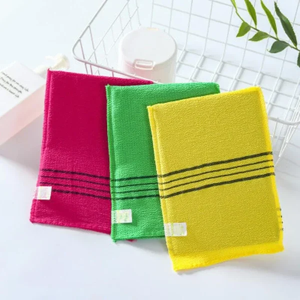 5Pcs Exfoliating Bath Pad Towels Set Korean Italy Asian Exfoliating Bath Washcloth Body Scrub Shower Soft Polyester Cotton 4
