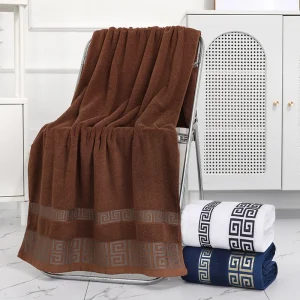 1 enlarged and thickened non shedding water absorbing household pure cotton patterned large bath towel 1