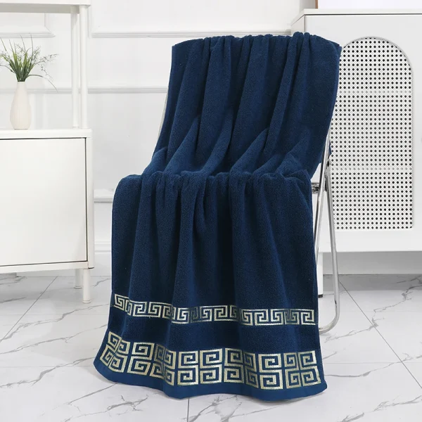 1 enlarged and thickened non shedding water absorbing household pure cotton patterned large bath towel 2