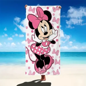 Pink Minnie cute beach towelMicrofiber terry bath towels for yoga, travel, swimming, fitness and camping 1