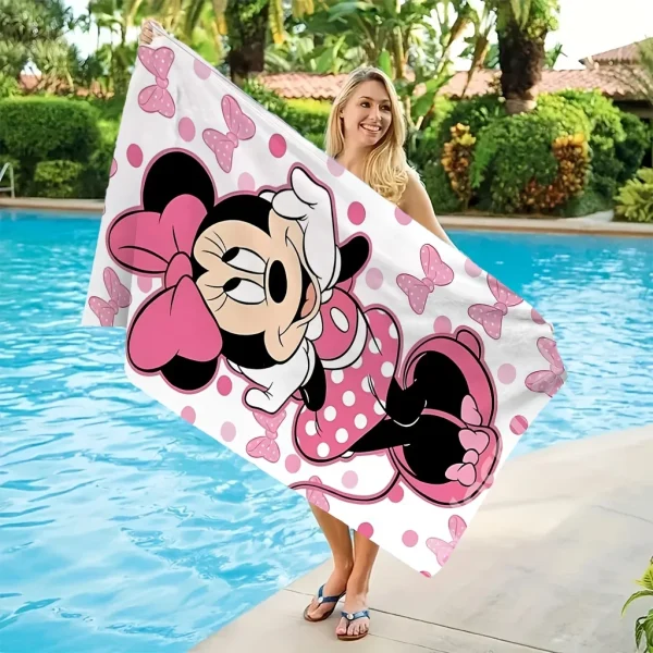 Pink Minnie cute beach towelMicrofiber terry bath towels for yoga, travel, swimming, fitness and camping 2