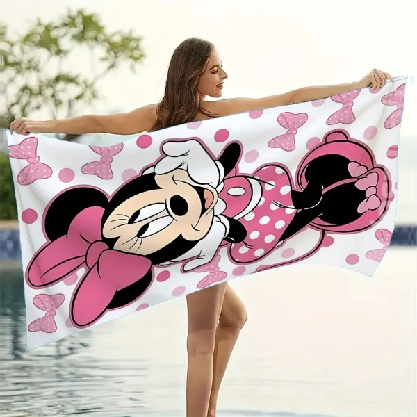 Pink Minnie cute beach towelMicrofiber terry bath towels for yoga, travel, swimming, fitness and camping 4
