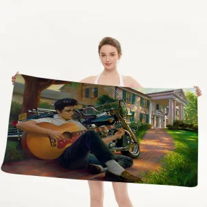 E-Elvis Presley Bath Towel Microfiber Soft Water Absorbing Breathable For Girl Kids Decorative Cartoon Beach Towel 1