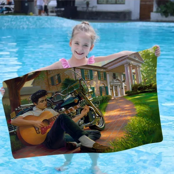 E-Elvis Presley Bath Towel Microfiber Soft Water Absorbing Breathable For Girl Kids Decorative Cartoon Beach Towel 2