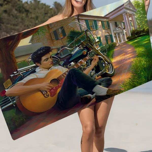E-Elvis Presley Bath Towel Microfiber Soft Water Absorbing Breathable For Girl Kids Decorative Cartoon Beach Towel 3