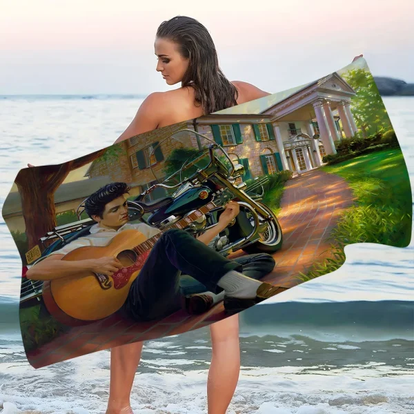 E-Elvis Presley Bath Towel Microfiber Soft Water Absorbing Breathable For Girl Kids Decorative Cartoon Beach Towel 4