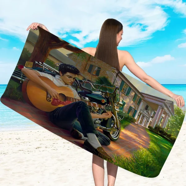 E-Elvis Presley Bath Towel Microfiber Soft Water Absorbing Breathable For Girl Kids Decorative Cartoon Beach Towel 5