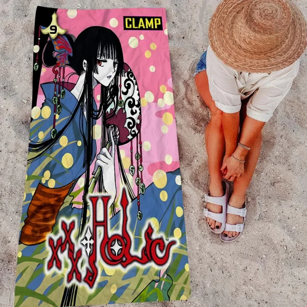 Anime XxxHOLiC Beach Towel Cartoon Cute Summer Kids Large Bath Pool Beach Towel Microfiber Absorbent For Swimming Travel 2