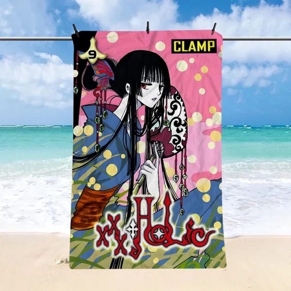 Anime XxxHOLiC Beach Towel Cartoon Cute Summer Kids Large Bath Pool Beach Towel Microfiber Absorbent For Swimming Travel 3