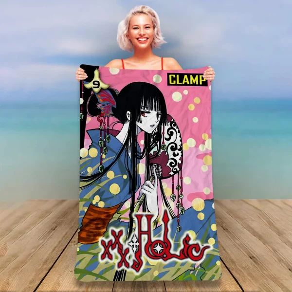 Anime XxxHOLiC Beach Towel Cartoon Cute Summer Kids Large Bath Pool Beach Towel Microfiber Absorbent For Swimming Travel 4