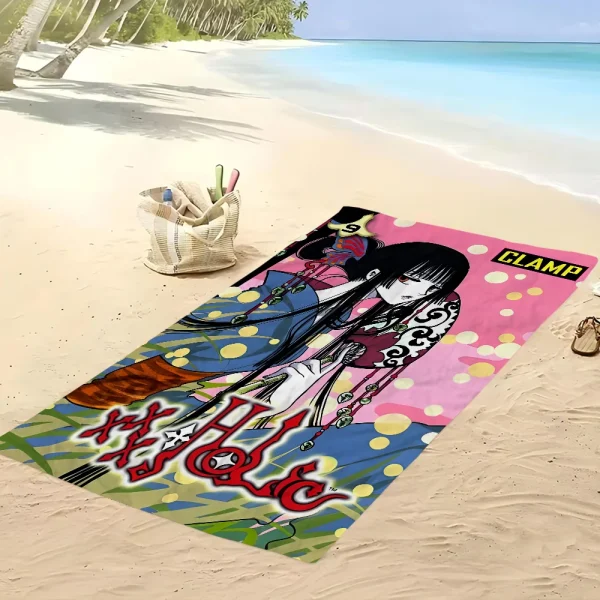 Anime XxxHOLiC Beach Towel Cartoon Cute Summer Kids Large Bath Pool Beach Towel Microfiber Absorbent For Swimming Travel 6