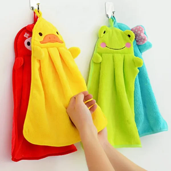 Lovely Cartoon Children Microfiber Hand Dry Towel for Kids Soft Plush Fabric Absorbent Hang Towel Kitchen Bathroom Bath Wipe 1