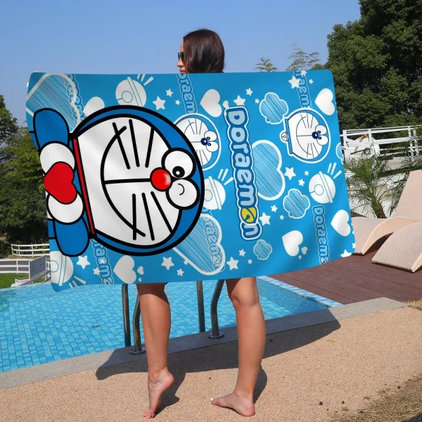 Cartoon Cute D-Doraemon Cat Big Microfiber Beach Towels Quick Dry Towel Sand Beach Towels Pool Towel For Travel Swim Pool Yoga 2