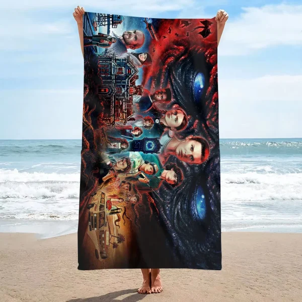 S-Stranger-Things-s Towel  Microfiber beach towels absorb water, dry quickly, and are easy and comfortable for yoga swimming 3