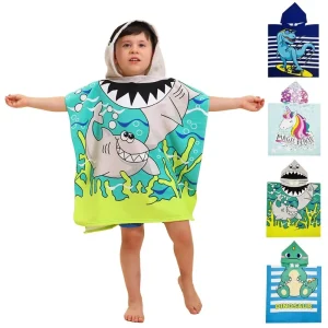 New Princess Dinosaur Microfiber Beach Hooded Towels Children Cute Cartoon Cloak Animal Printed Quick Drying Swimming Sea Boy 1
