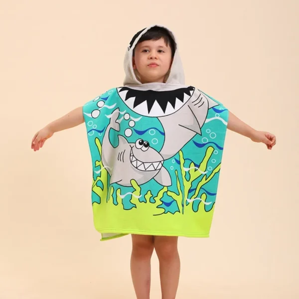 New Princess Dinosaur Microfiber Beach Hooded Towels Children Cute Cartoon Cloak Animal Printed Quick Drying Swimming Sea Boy 4