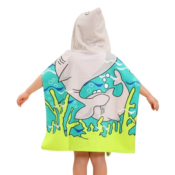 New Princess Dinosaur Microfiber Beach Hooded Towels Children Cute Cartoon Cloak Animal Printed Quick Drying Swimming Sea Boy 5