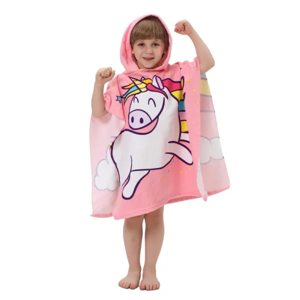 New Princess Dinosaur Microfiber Beach Hooded Towels Children Cute Cartoon Cloak Animal Printed Quick Drying Swimming Sea Boy 6