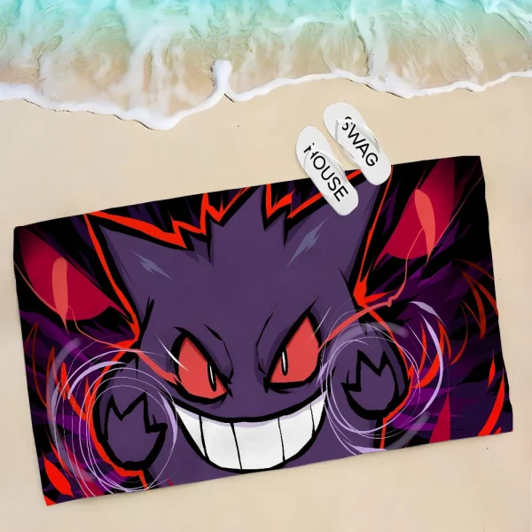 1pc P-Pokemon-Gengar Grande Towel Microfiber Beach Towel Quick Dry Kids Beach Blanket Soft Unisex Camping Pool Towel 3