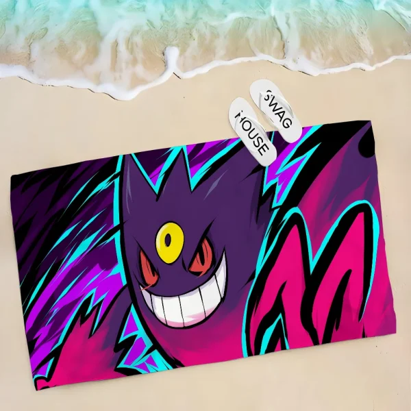 1pc P-Pokemon-Gengar Grande Towel Microfiber Beach Towel Quick Dry Kids Beach Blanket Soft Unisex Camping Pool Towel 5