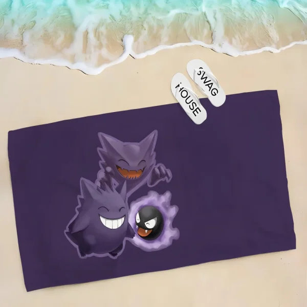 1pc P-Pokemon-Gengar Grande Towel Microfiber Beach Towel Quick Dry Kids Beach Blanket Soft Unisex Camping Pool Towel 6