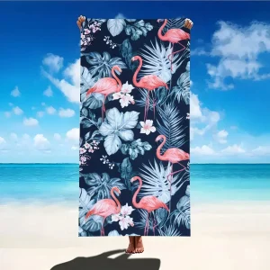 Beach Towel Floral and Flamingo Print Pattern Sun Protection and Windproof Suitable for Pool Camping Travel Blanket 1