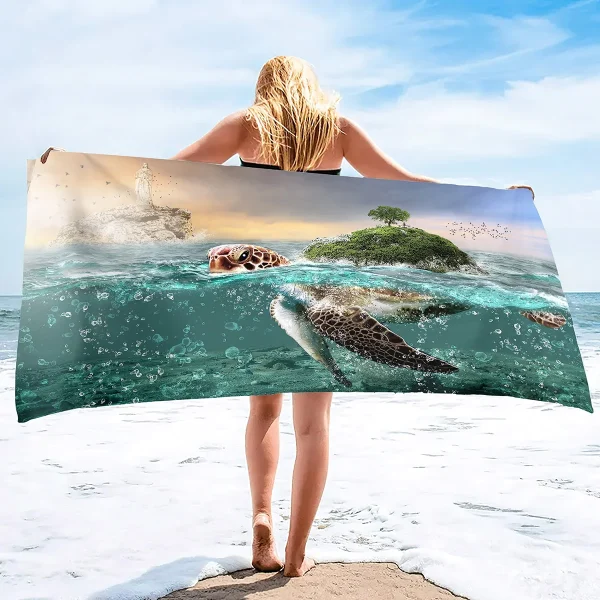 Adults Oversized Beach Towels Sand Free Sea Turtle Beach Towels Quick Dry Large Bath Towels Microfiber Lightweight Travel Towel 4