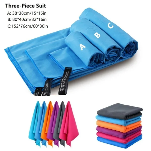 3PCS Set Of Sports Microfiber Quick Dry Towel Portable Ultralight Absorbent Towel For Swimming Gym Fitness Yoga Beach Travel 1