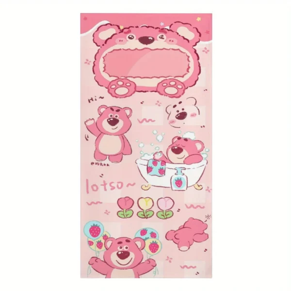 1pc Disney Lotso Bear Beach Quick Dry with Strawberry Flower Cartoon Pattern Soft Rectangular Bath Towel for Pool Beach Bathroom 6