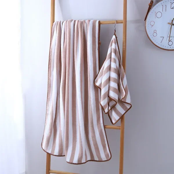 35x75cm Stripes Absorbent Quick Drying Bath Towel Sets Soft Adults Face Hand Towels Bathroom Microfiber Swim Bath Towels 3
