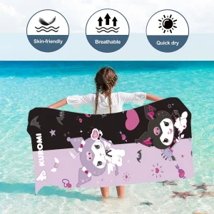 Kuromi Towels Quick Dry Microfiber Large Sanrio Soft Skin-Friendly Boys Girls Shower Cute Beach Bathroom 1